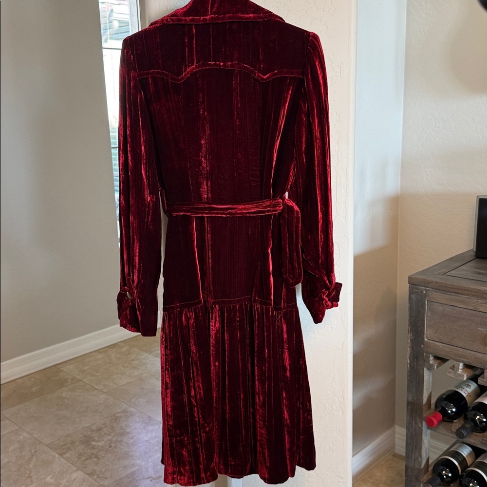 Cynthia Steffe Velvet Long Sleeve Dress in Rich Burgundy - Picture 8 of 10